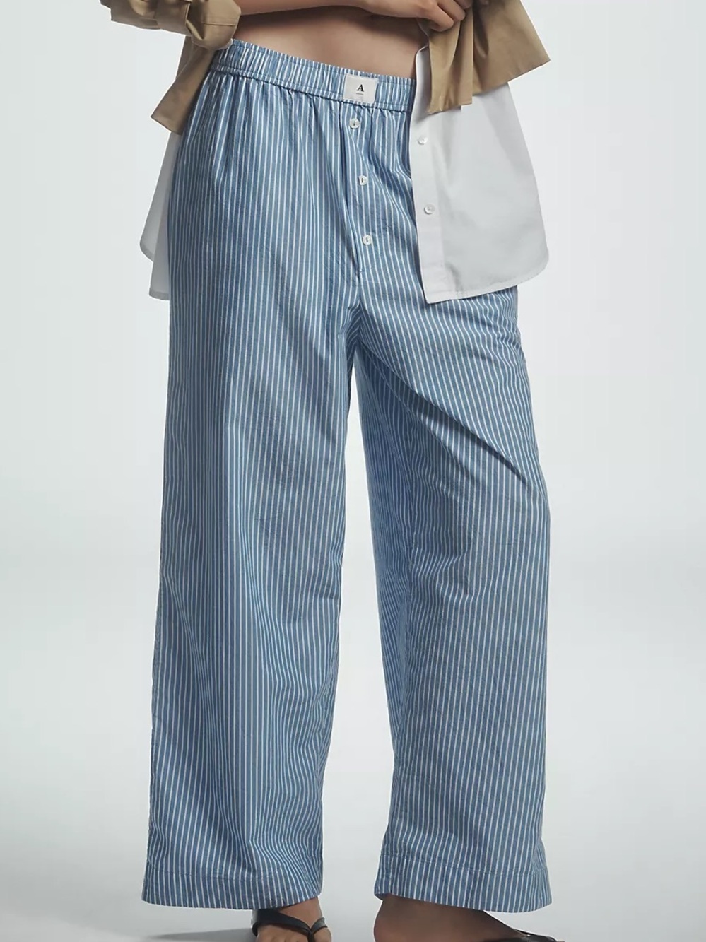 Anthropologie LyreBird Wren Boxer Pants in Blue & White Stripe